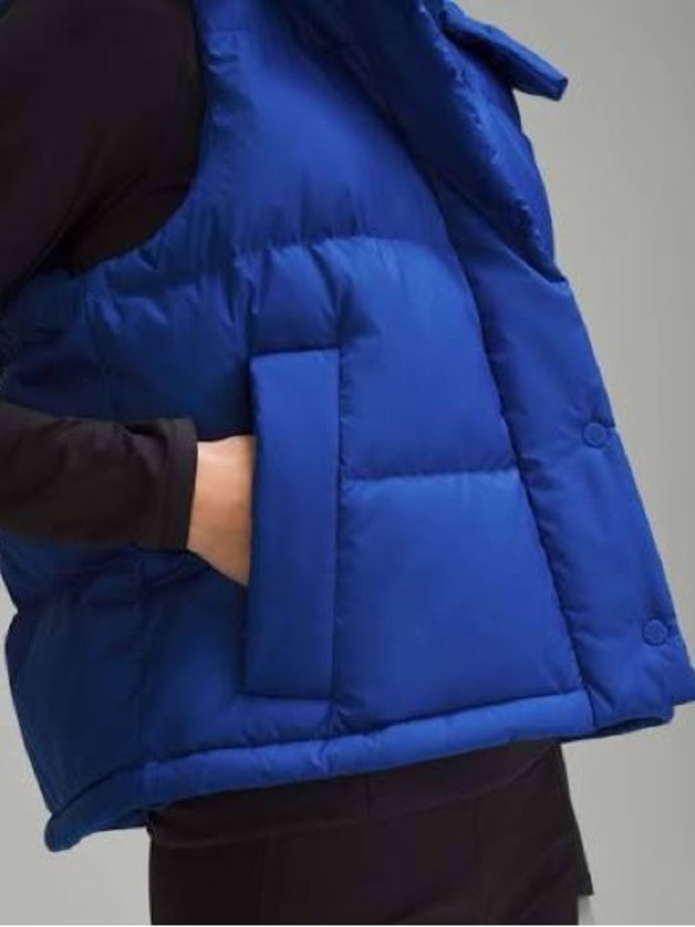 Lululemon Wunder Puff Cropped Vest Cobalt Blue Detachable Hood Down Puffer - Picture 2 of 5